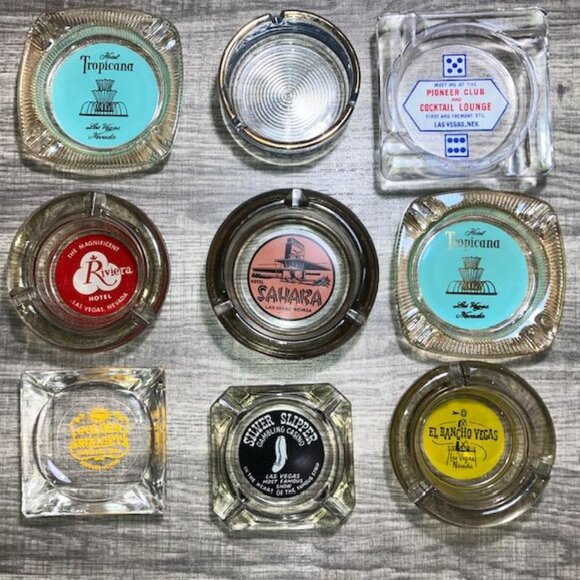 9 MCM Las Vegas CASINO Cigar Ashtrays from 1950s Sahara Caesers Riveria Trop - Picture 14 of 14